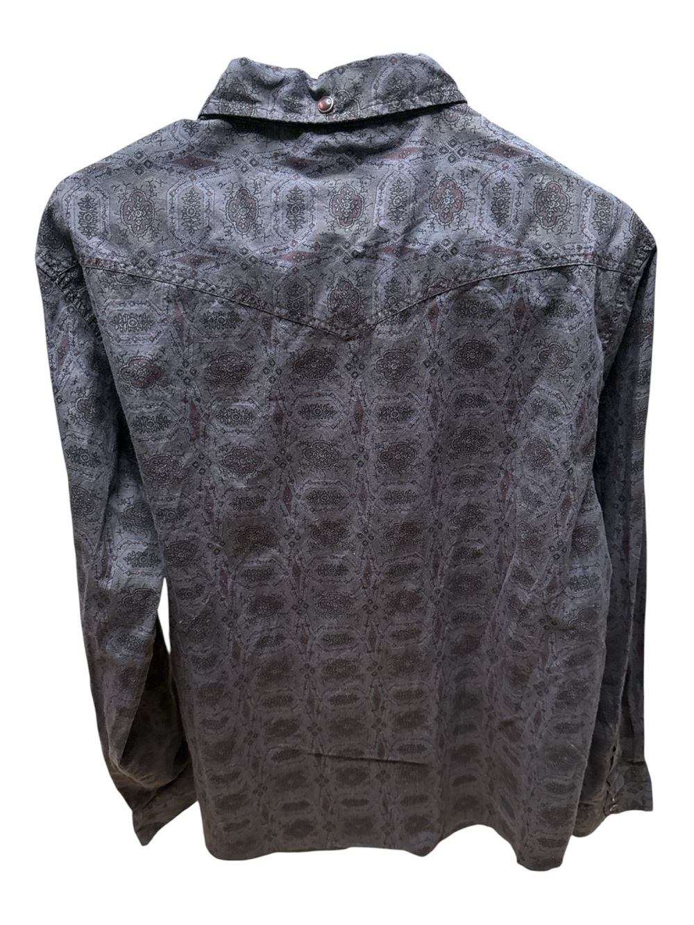 De Coded Grey and Purple Patterned Snap Button Shirt Size Large 100% Cotton - Picture 2 of 3